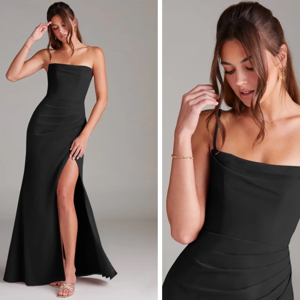 Azazie Leonis black chiffon dress